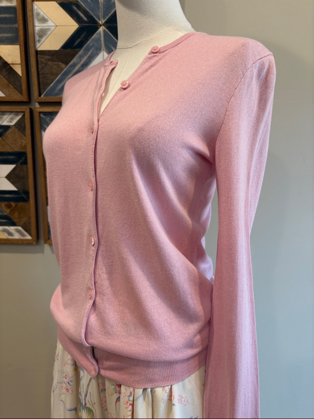 Vintage Ralph Lauren Collection Light Pink Button-Up Cardigan Sweater size Small - Picture 4 of 8